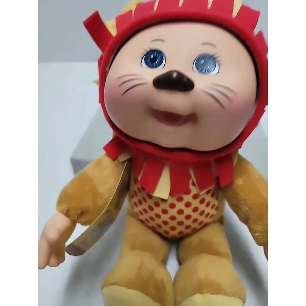 Cabbage Patch Kids Stuffed Animal Cuties Lion Doll Yellow Polka Dot Blue Eyes
